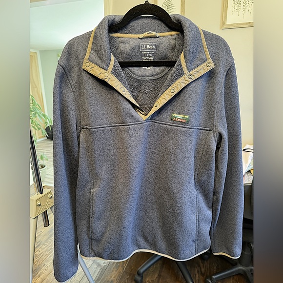 L.L. Bean Blue Fleece Pullover Sweater - Picture 1 of 4